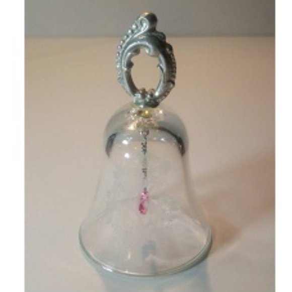 Glass Bell - Etched with Flowers & says "October" - Picture 5 of 6